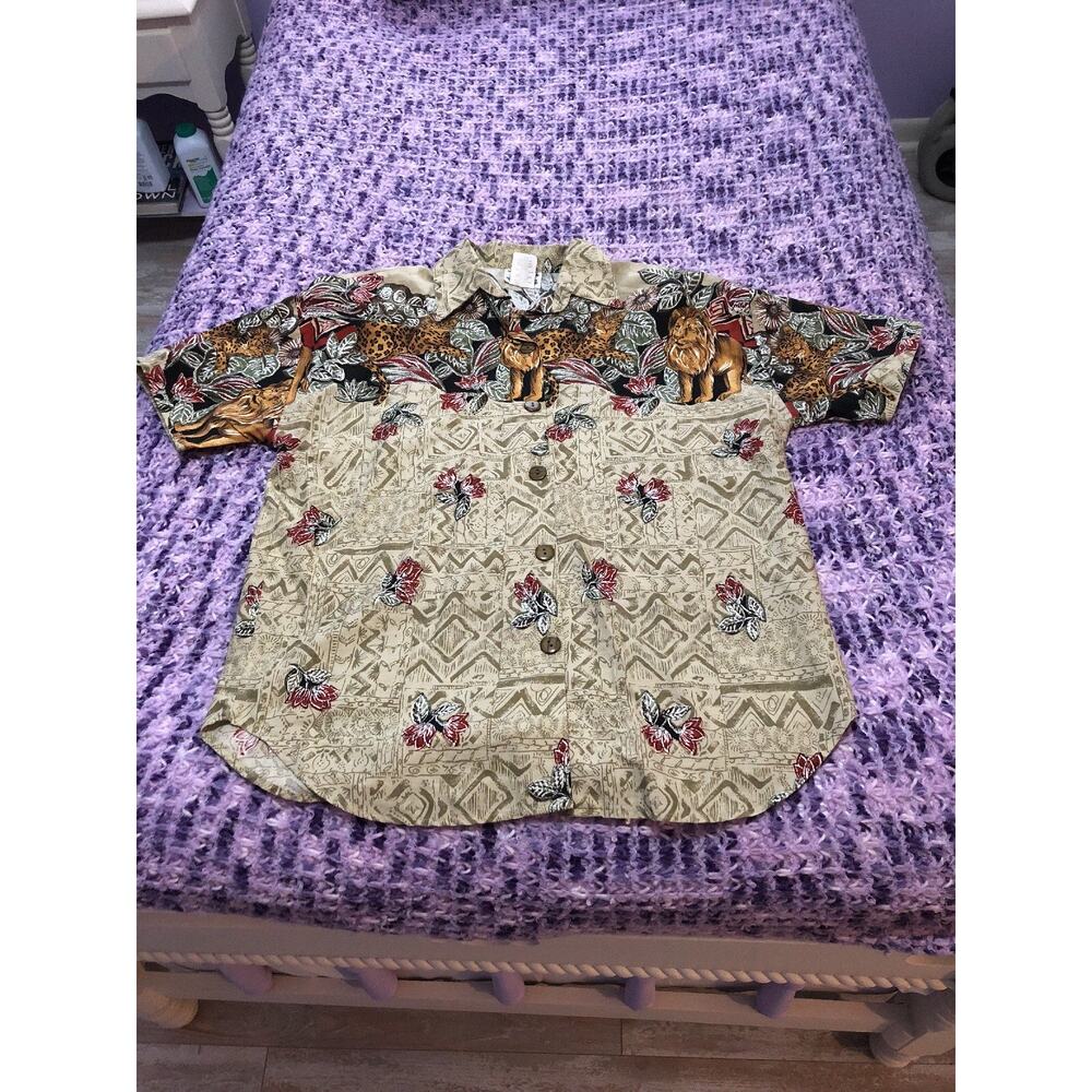 Separate Issue Multi-Color Button Down Short Sleeve Top Size Medium